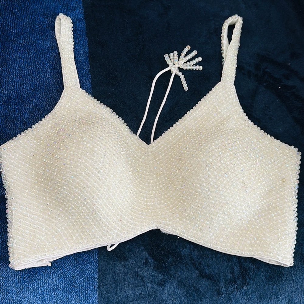 Crystal white blouse crop top